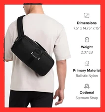 TUMI Alpha Bravo Esports Pro Sling Pack Gaming Tech Keyboard Carrier Solid Black