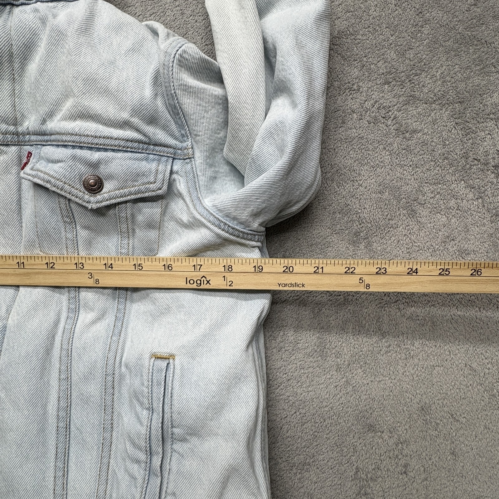 Levi Jacket Womens Large Light Wash Sherpa Lined Denim Trucker Coat Blue thumbnail 6