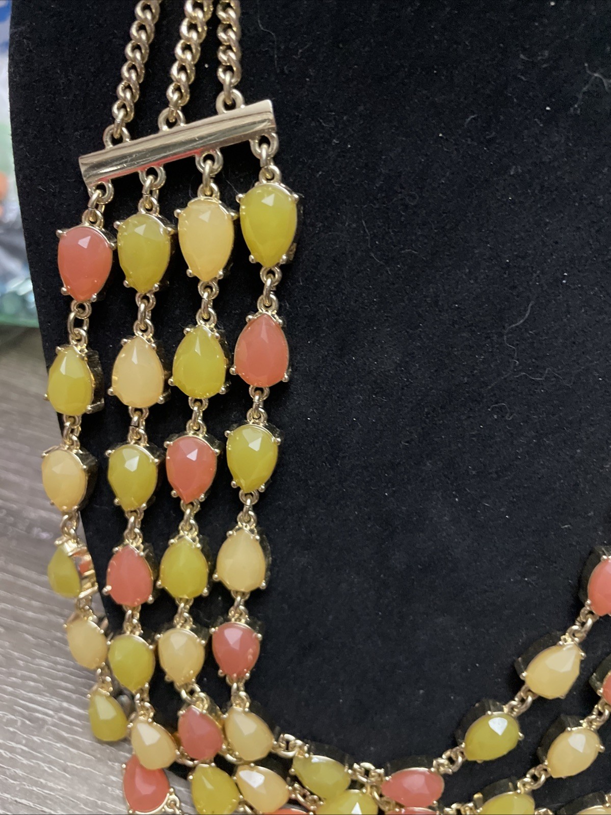 Talbots Statement Necklace Multicolor Teardrop Be… - image 3