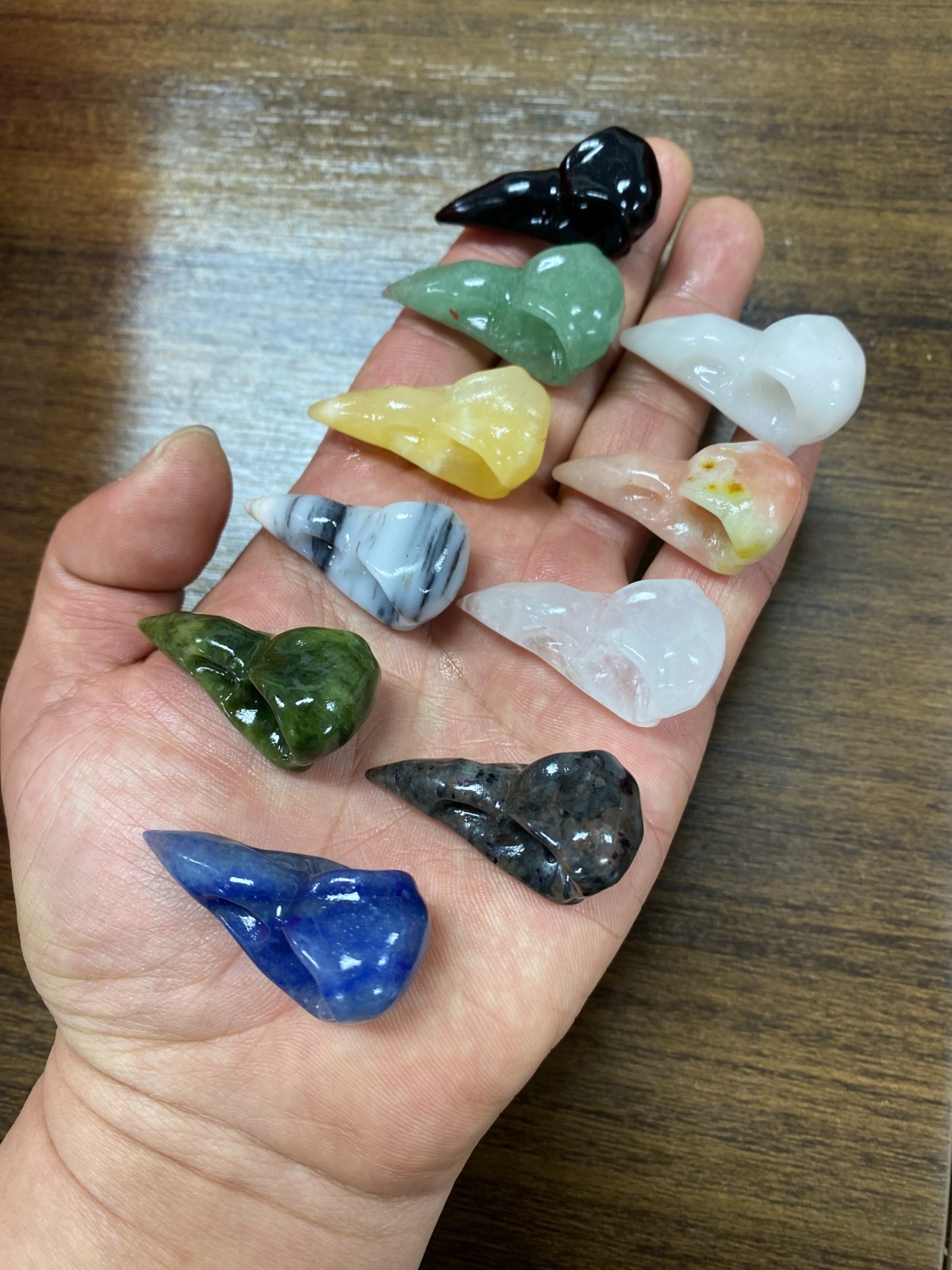 50pc Natural Mixed Quartz hand Carved Bird skull crystal Reiki healing gift