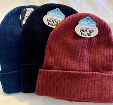 3 Pack Rib Knit Cuffed Beanie Maroon Black Navy Winter Warm Soft Stretchy Unisex