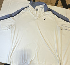 Callaway Opti-Dri Men's XXL White Blue Golf Polo Shirt Short Sleeve