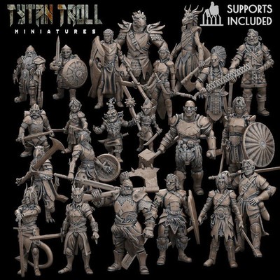 32mm, männliche und weibliche Helden der Rennen, mittlere Miniaturen, TytanTroll