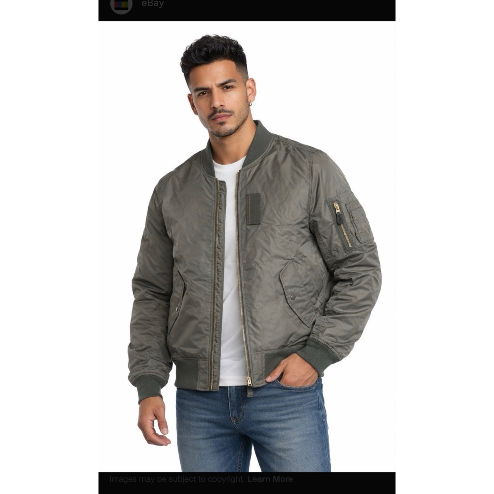Alpha Industries Mens Bomber Military Style Jacket Green Size Xl