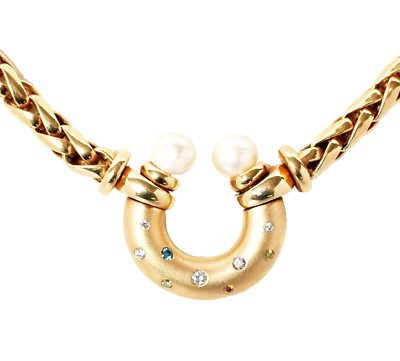 Collier 14 Karat 585 Gold 56,01 g Gelbgold farbige Brillanten 0,30