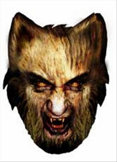 Scary Werewolf Halloween Fun CARD Single Party Face Mask