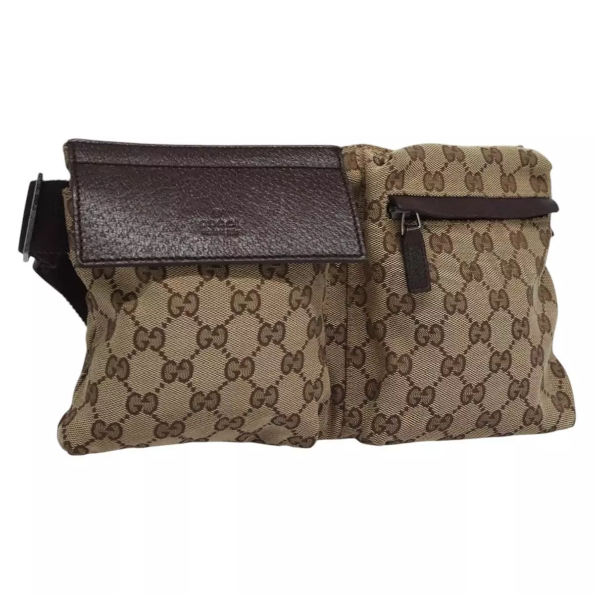 Sac taille toile GUCCI GG beige argent 28566 authentique am7968
