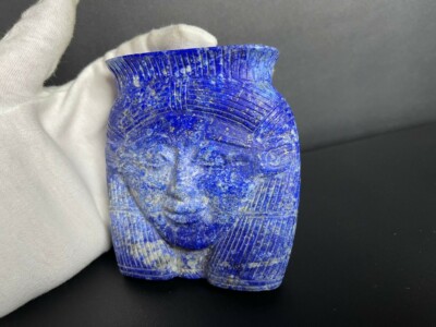 SELTENER & echter Lapislazuli KOPF von HATHOR der Kuhgöttin der Liebe und Frauen
