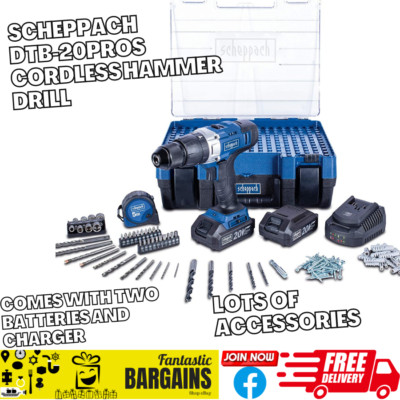 Scheppach DTB-20 20V Akkuhammer Bohrer Werkzeugkiste Set 2x Akku & Ladegerät