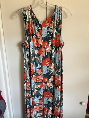 C & C California Women Plus 3X Sheath Dress Floral Sleeveless Sharkbite Midi NEW