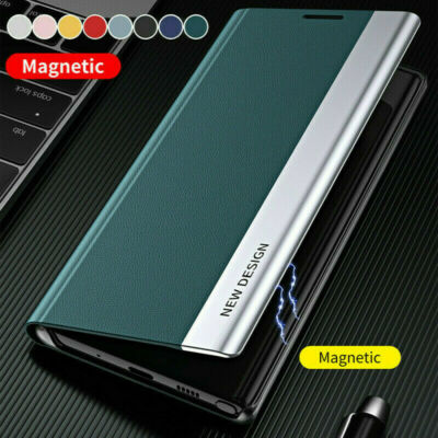 For Samsung S26 Ultra S25 S24 A53 A54 Magnetic Leather Flip Hard Stand Slim Case