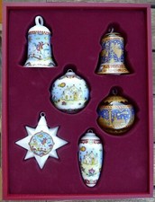 Set of 6 Hutschenreuther LIMITED ED 2000 Christmas Ornaments PORCELAIN GLASS NIB