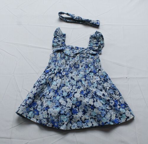 Baby GAP Girl's Smocked Floral Dress Set JJ4 Blue Ditsy Floral Size U.S: 6-12M  - Picture 1 of 6