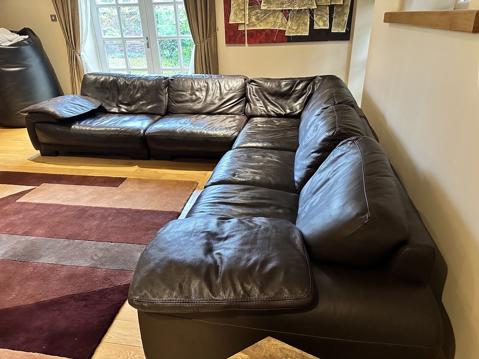 Brown Leather Corner Sofa eBay