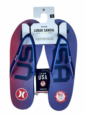NEW Hurley Lunar Sandal Flip Flop WOMENS USA Olympic Team Blue Red Size 11 NWT