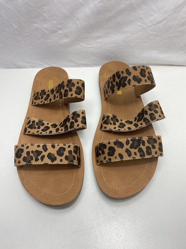 CUSHIONAIRE Women's Indy 3 Band Stretch Sandal Leopard Print Size 11 EUC |  eBay