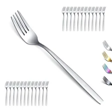 Dinner Forks of 24 Stainless Steel Modern Fork Set Forks And Spoons Silverwar...