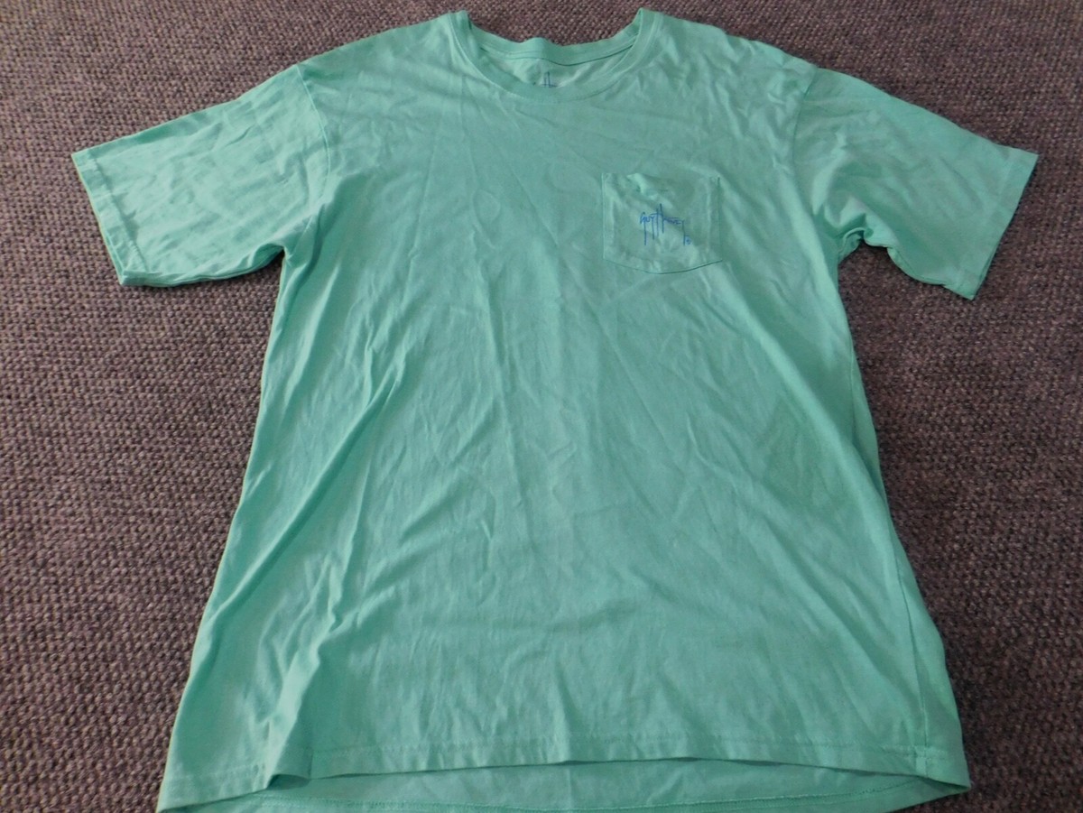 Chemise Guy Harvey adulte grand vert chanceux pêche bleu