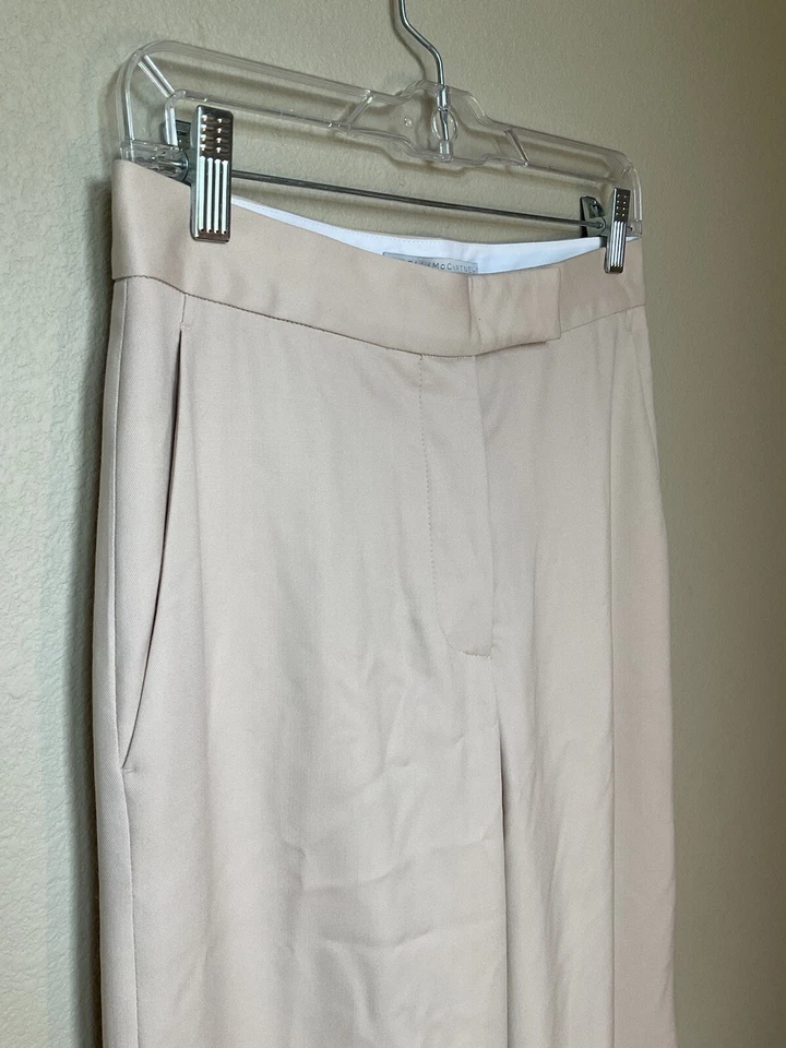 Stella McCartney 2020 Spring Show High Waisted Flare Pants Tan Silk Lined *NEW* - Image 4 of 4