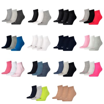 3 Paar Puma Unisex Quarter Socken Sneaker Gr. 35 - 49  für Damen Herren Füßlinge