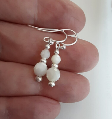 Mother Of Pearl Shell Gemstone and Sterling Silver Drop Earring's