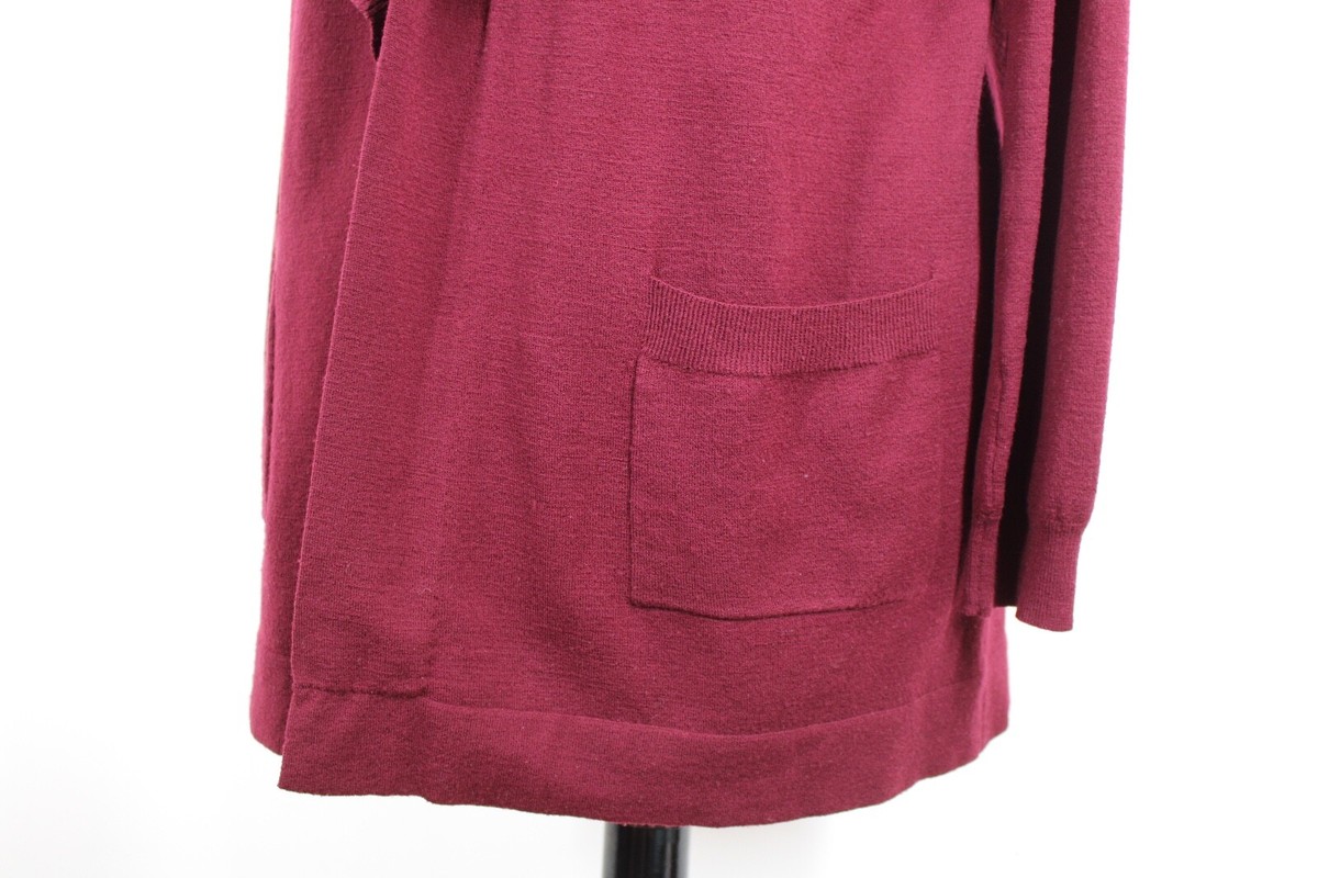 Theory L Maroon Red Abie Evian Drape Layer Front Wool Long Theory L Maroon Red Abie Evian Drape Layer Front Wool Long