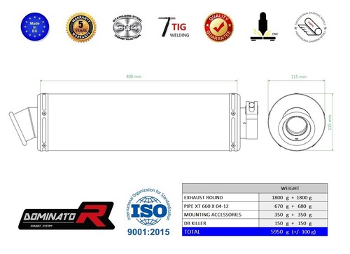 XT 660 X 2004 - 2016 Silenciador Escape ST DOMINATOR - Imagen 4 de 4