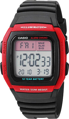 Casio W-96H-4A Men's Watch Black Red 10 Year Battery Snooze Alarm