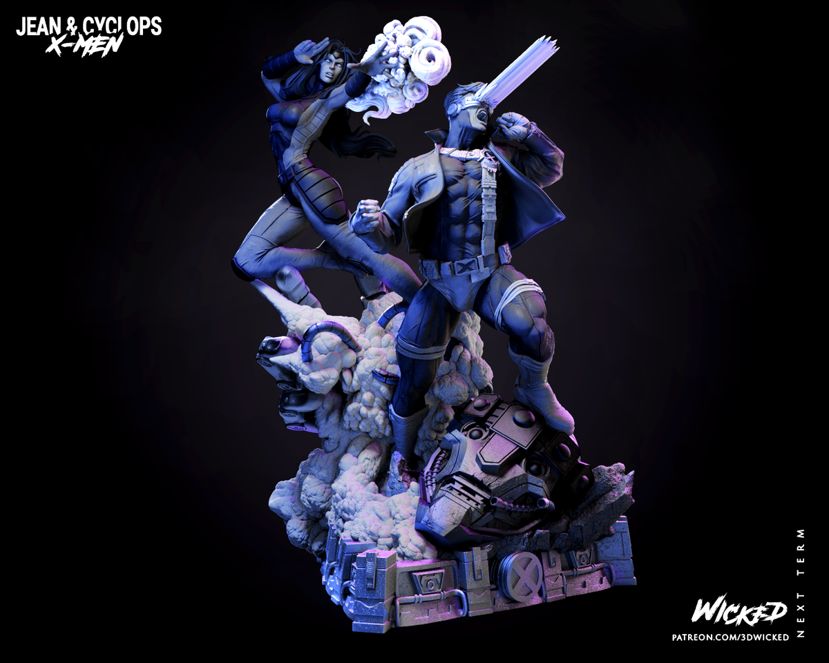 CYCLOPS and JEAN GREY Statue Diorama Marvel X-Men Avenger Resin
