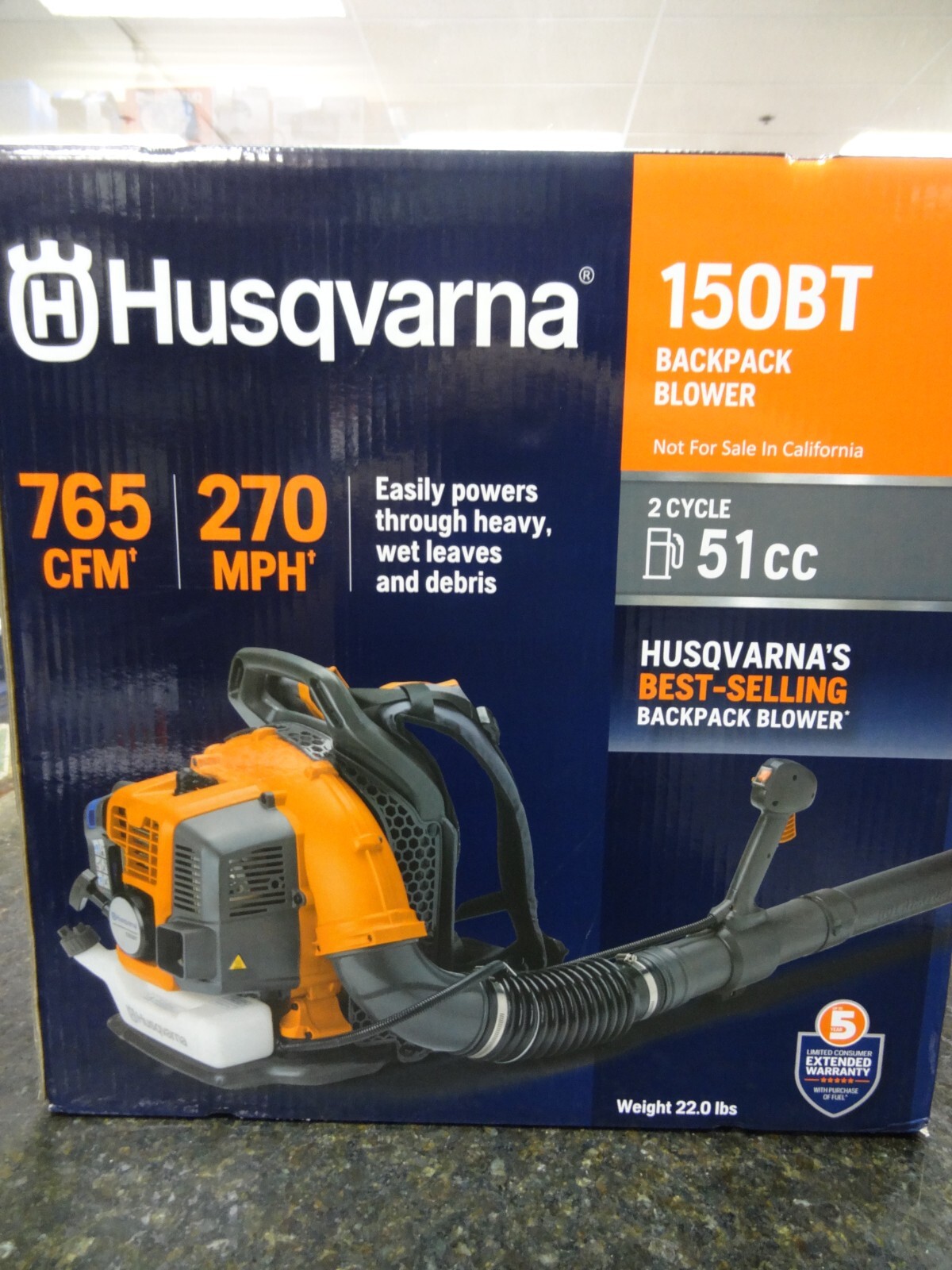  Husqvarna 150BT Gas Leaf Blower, 51-cc 2.16-HP 2-Cycle Backpack  Leaf Blower, 765-CFM, 270-MPH, 22-N Powerful Clearing Performance : Patio,  Lawn & Garden