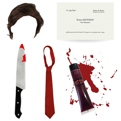 Halloween Herren Amerika Psycho Patrick Bateman Zubehör Set Kostüm Film