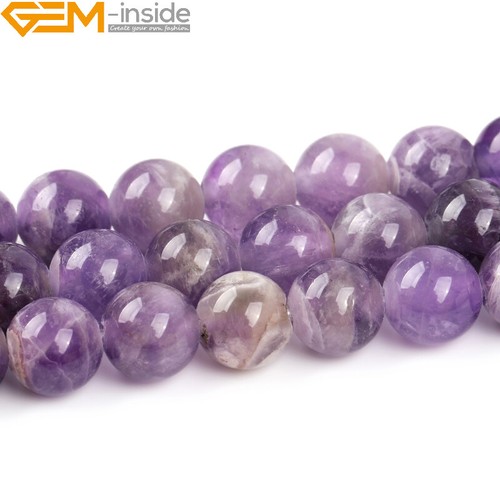 Cuentas redondas de amatista de encaje de ensueño natural para hacer joyas hilo agujero grande de 15" - Imagen 21 de 23