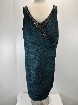 Ignite Evening Cocktail Dress By Carollin Sz 20W Plus Green Sleeveless  Beaded | eBay