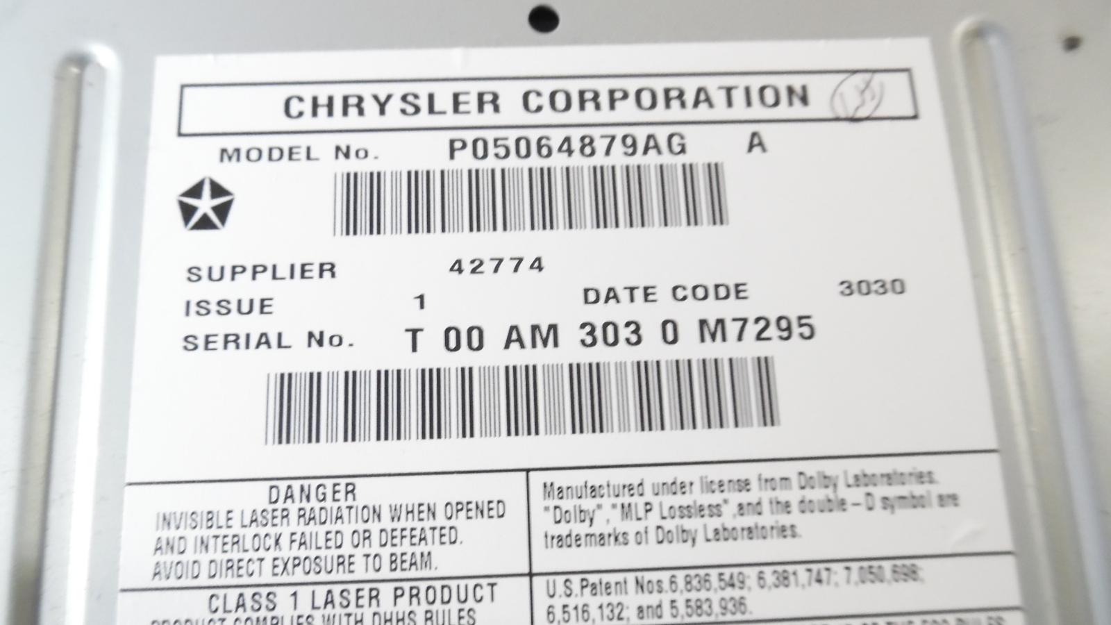 2010 2011 Dodge Ram 1500 DVD Player Radio Receiver w/ Satellite