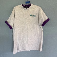 Vintage Sun Microsystems T-Shirt Double Collar Grey Large USA 90’s