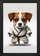 Karate Hund gerahmtes Wandbild Poster Leinwanddruck Bild