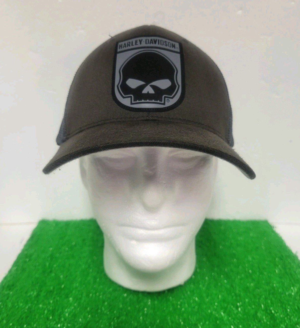 Harley Davidson Hat Willy G Skull L-XL Stretch Fitted Logo Cap Biker Patch Moto