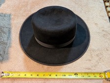 Authentic Stetson De Luxe Black Fur Felt Bowler Derby Hat Mens Amish Size 6 7/8