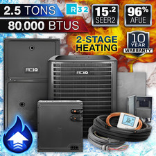 ACiQ 2.5 Ton Air Conditioner & Upflow 96% 80K BTU 2 Stage Gas Furnace AC System