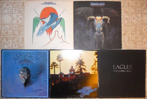 Eagles, 5 Vinyl Record Lot, All LP & 3 US 1st Press, Hotel California Long Run