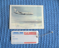 Pan Am Clipper Class Menu & Drinks Card & Fly-Drive Luggage Label ( US Airline )