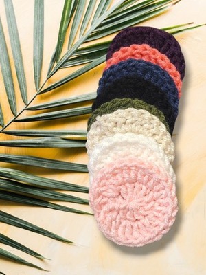 3pc-100% Cotton Blend Handmade Crotchet Face Exfoliating Towels- Minis 4inch