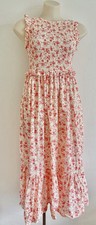 ASOS Design Dress Ruffle Bodice Split Shoulder Floral Print Red White Size 10 M