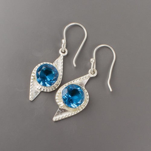 Valentines Sale SWISS BLUE TOPAZ 925 Sterling Silver Channel Set Drop ...