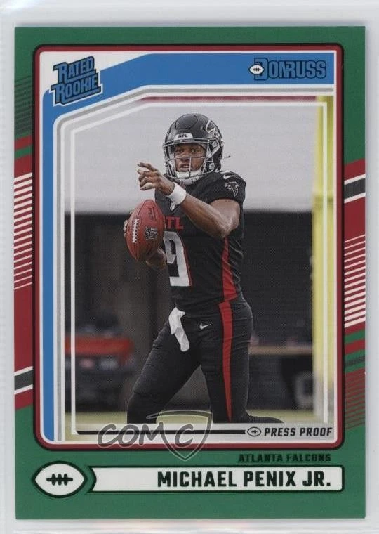 2024 Panini Donruss Rated Green Press Proof Michael Penix Jr #308 Rookie RC