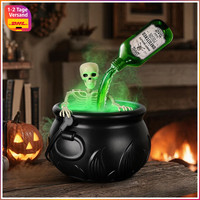 Halloween Deko Hexenkessel Kunststoff Mit Skelett Nebelmaschine Beleuchtung