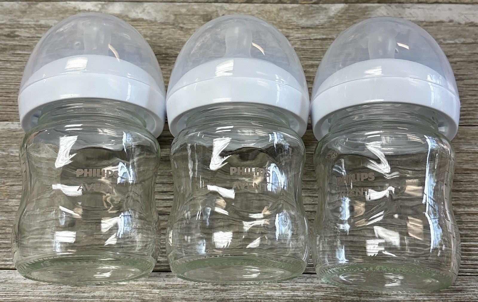 Philips Avent Glass Baby Bottle with Natural Response Nipple 4 oz 3 Pack ~No Box