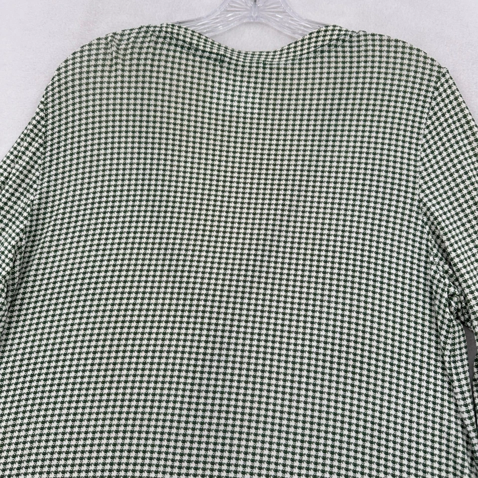 Cárdigan para mujer Cuddl Duds verde pata de gallo botón delantero manga larga talla L Foto 4 de 4