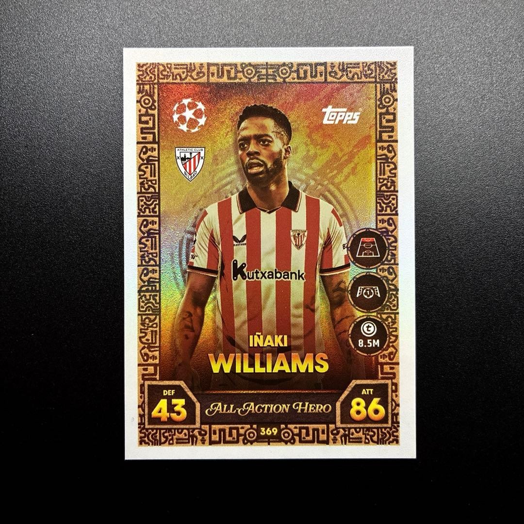 Tarjeta de fútbol Iñaki Williams Athletic Bilbao Topps, rara