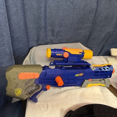 Nerf N-Strike Longshot CS-6 Blue Gray Yellow Sniper Dart Gun With Scope Rare